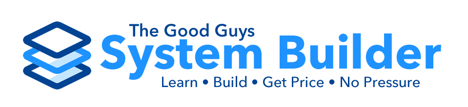 The Good Guys System Builder Logo. Learn - Build - Get Price - No Pressure